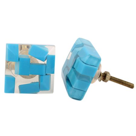 Turquoise Resin Square Knob